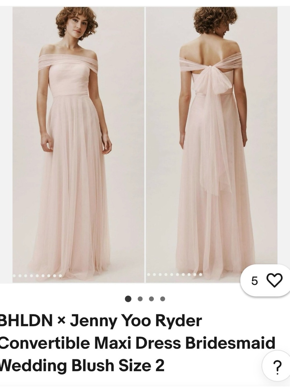 Jenny Yoo Blush Off-the-Shoulder Tulle Maxi Dress